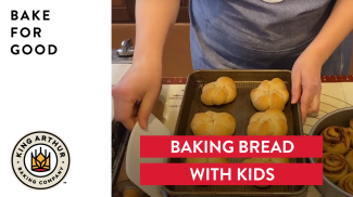 Baked buns on a tray